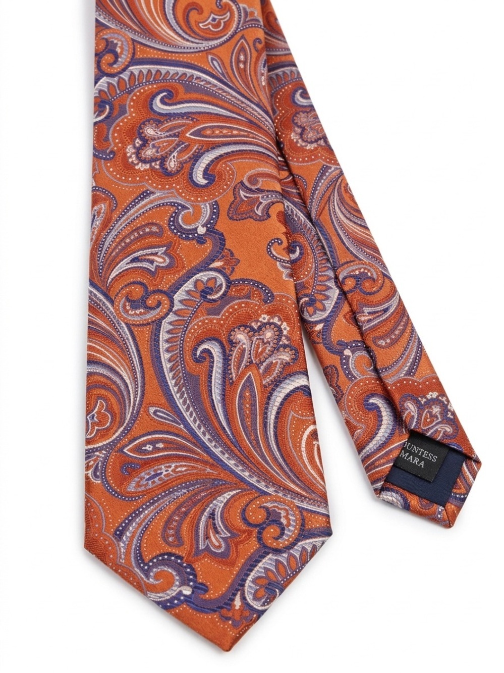 Countess Mara Men's Silk Tie Orange Paisley Pattern Excellent Condition